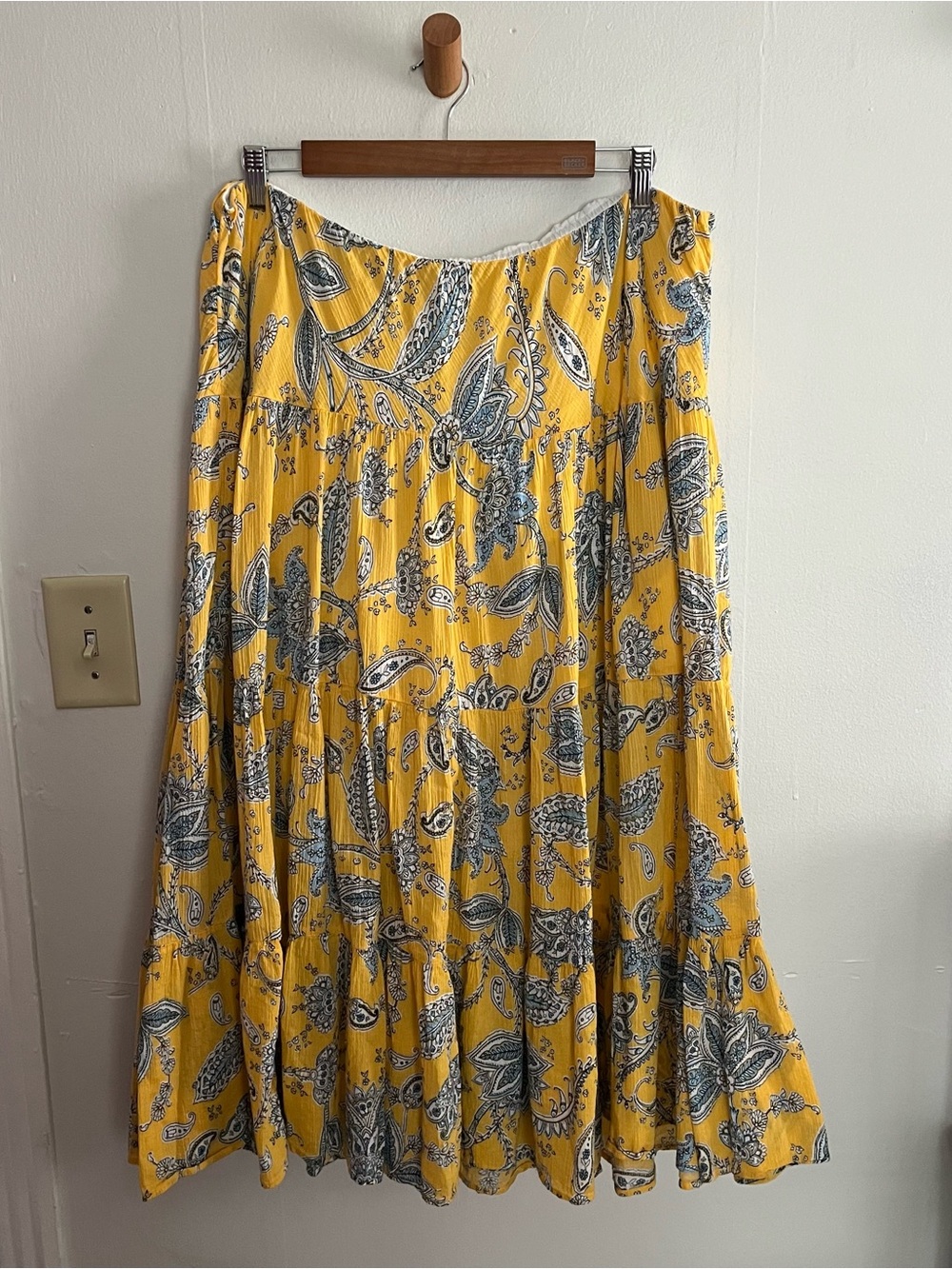VTG Y2K Fairy Skirt 1X Paisley Lined Yellow Whimsical Festival Boho